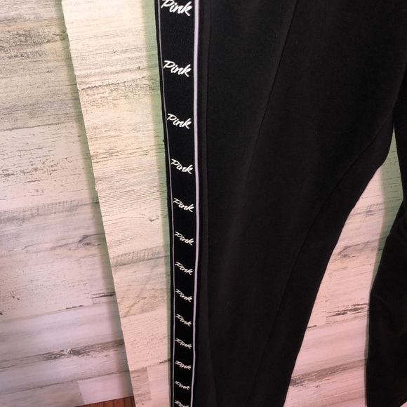 PINK VICTORIA’S SECRET black and white sweatpants track pants joggers small​ - Picture 3 of 5